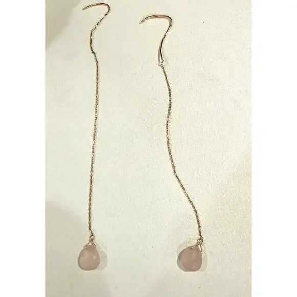 ete Rose Quartz 10K gold earrings*HOT dangle earrings!